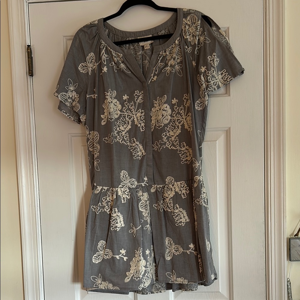 ECI Gray Floral Embroidered Dress